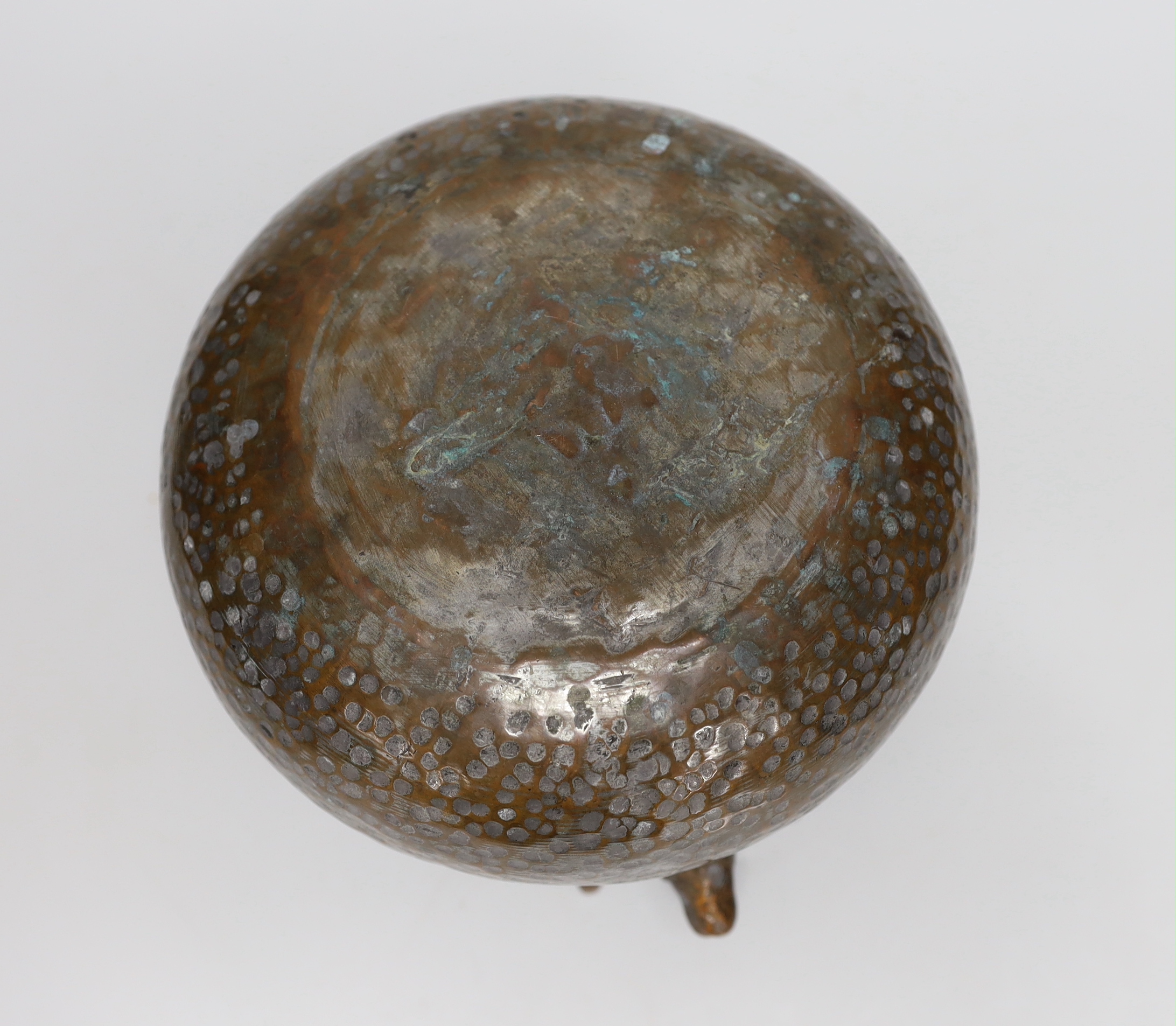 An Indian planished copper jardiniere, 15cm tall